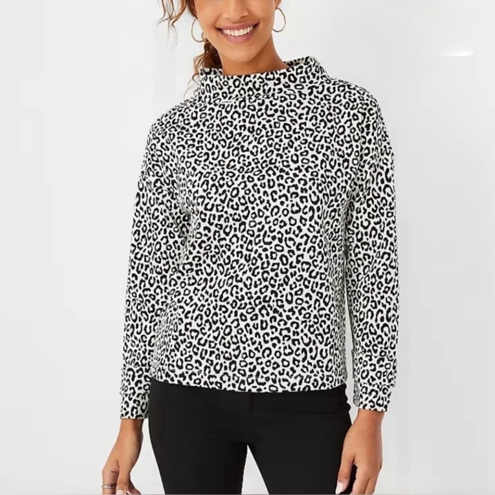 Ann Taylor Black and White Animal Print Top